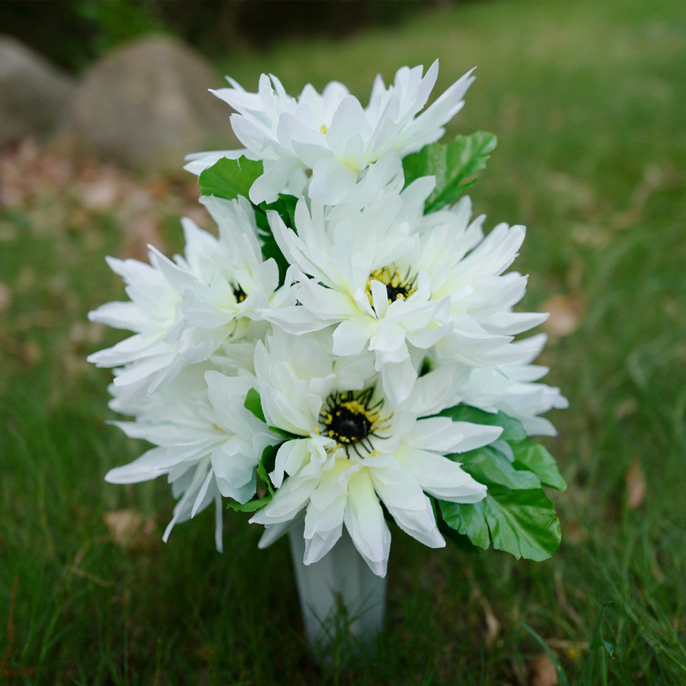 Bouquet de Chrysanthèmes Artificiels avec Vase, 41cm, Fleurs de Cimetière Élégantes, Décoration Bohème & Mariage, Vente en Gros