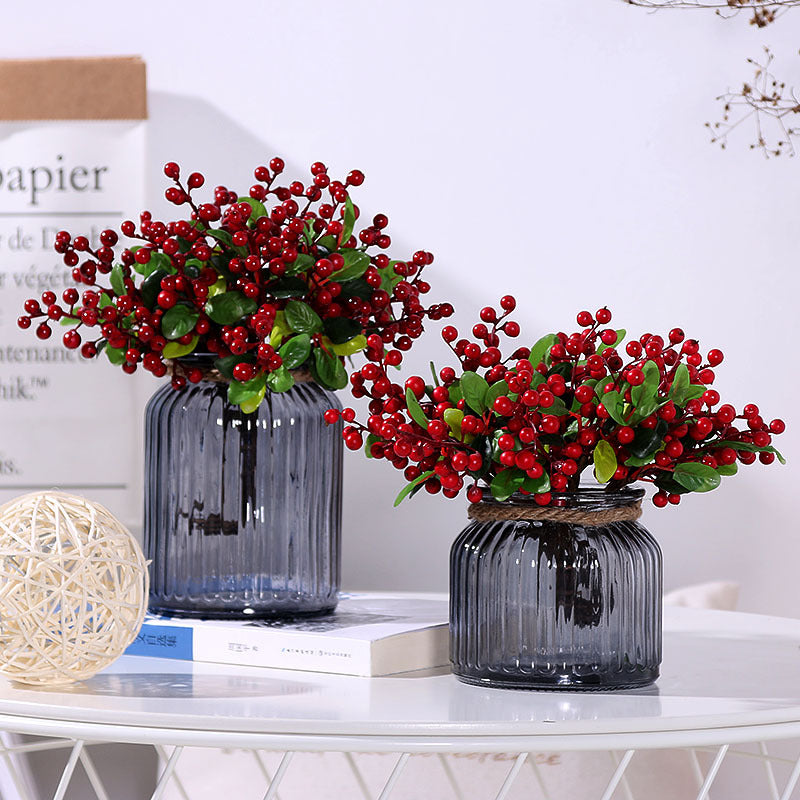 Branche de baies artificielles en plastique, 23 cm, rouge, décoration de Noël, mariage, intérieur