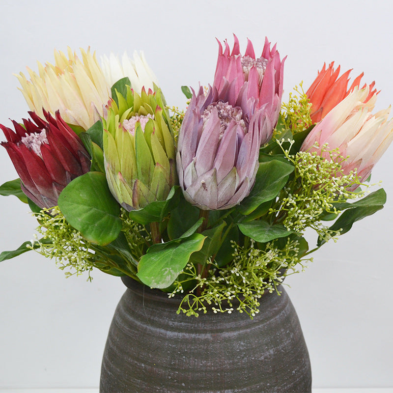 Fleur artificielle Protée Royale, tige unique, 65 cm de haut, en tissu soyeux, pour mariage et décoration intérieure
