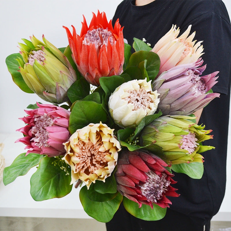 Fleur artificielle Protée Royale, tige unique, 65 cm de haut, en tissu soyeux, pour mariage et décoration intérieure