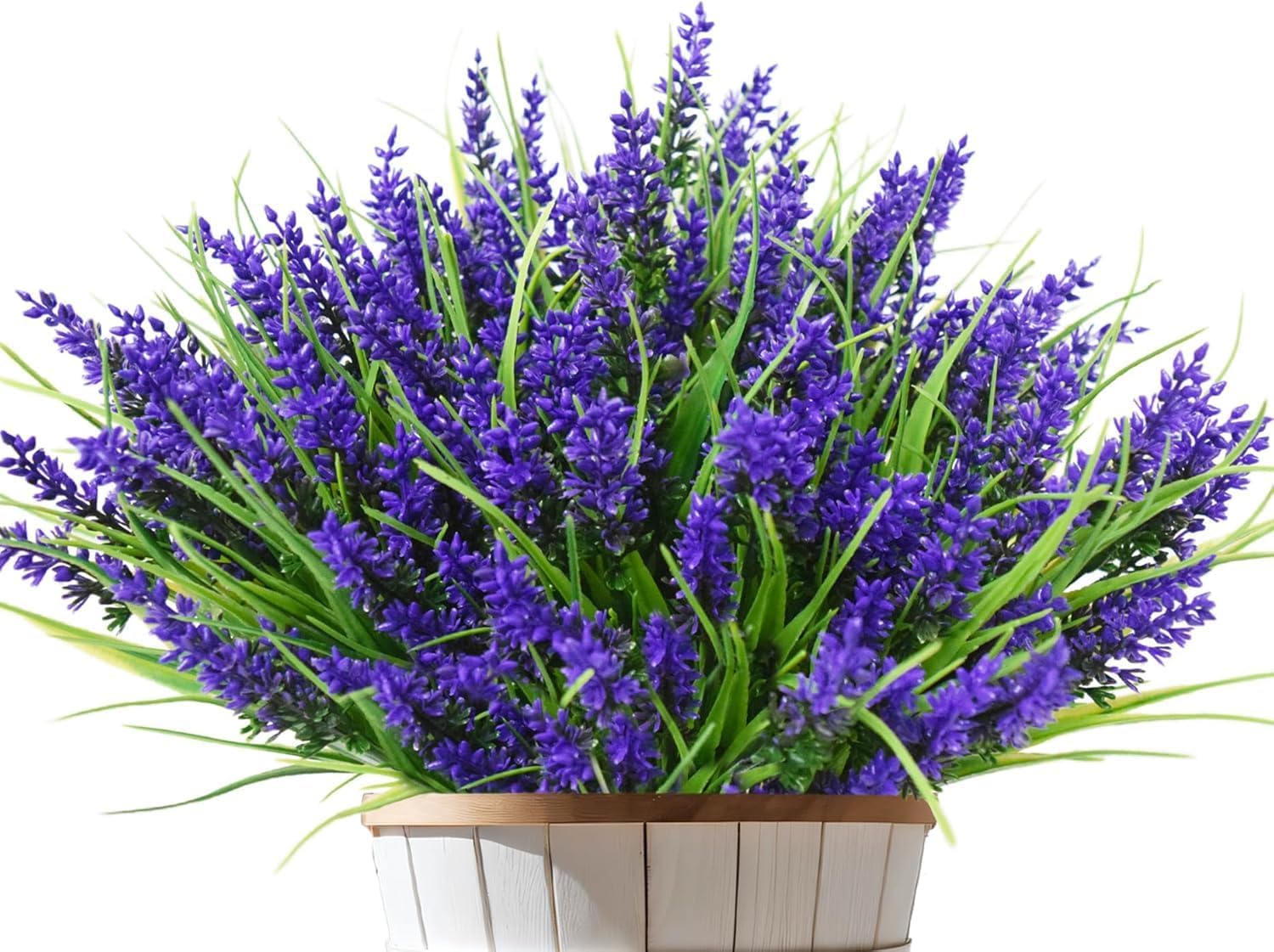 24 Arbustes de Plantes et Fleurs Artificielles pour Extérieur – Fausses Fleurs de Lavande avec Herbe de Singe, Plantes Fausses en Plastique Résistantes aux UV