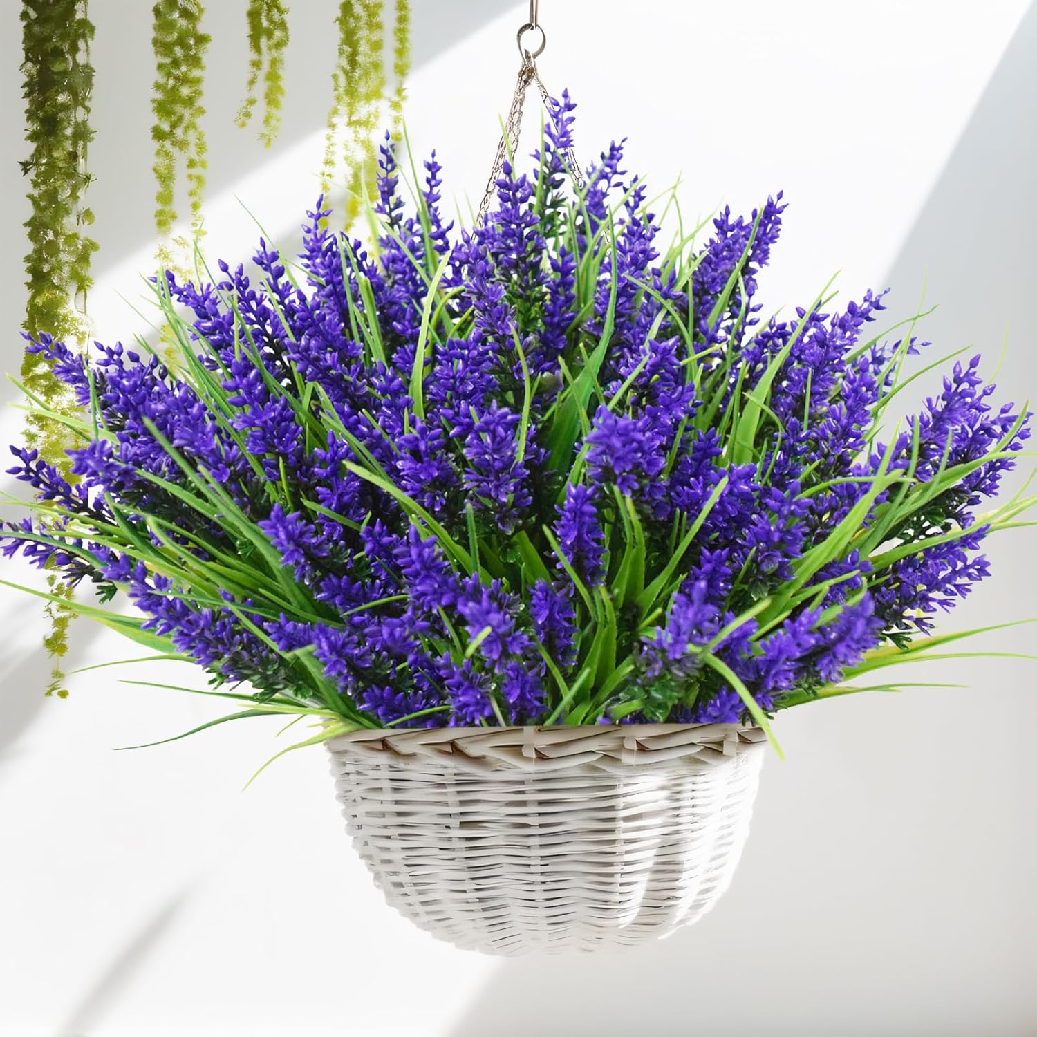 24 Arbustes de Plantes et Fleurs Artificielles pour Extérieur – Fausses Fleurs de Lavande avec Herbe de Singe, Plantes Fausses en Plastique Résistantes aux UV