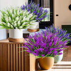 24 Arbustes de Plantes et Fleurs Artificielles pour Extérieur – Fausses Fleurs de Lavande avec Herbe de Singe, Plantes Fausses en Plastique Résistantes aux UV