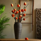 Branche décorative en soie avec kakis rouges, 108 cm, style rétro et champêtre, pour décoration intérieure, mariage ou boutique