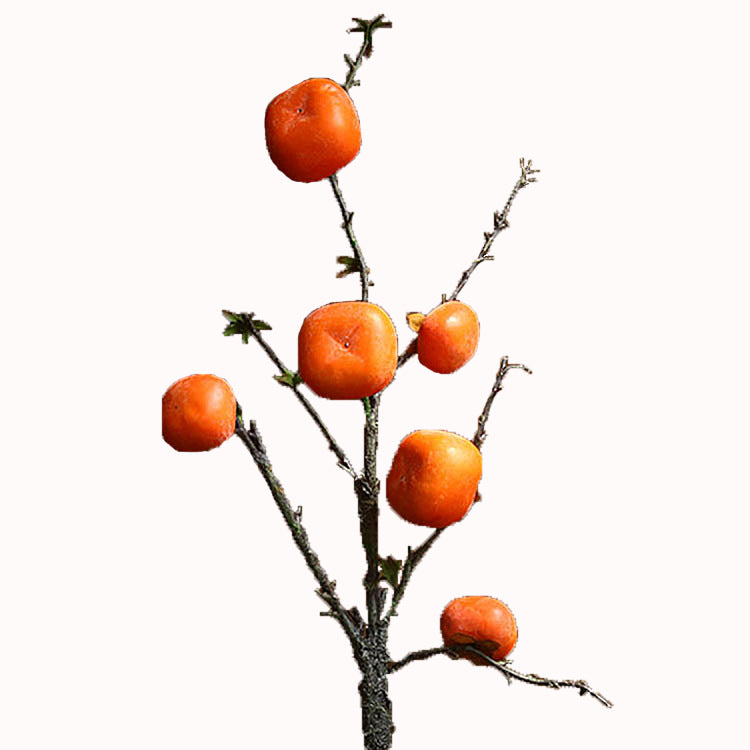 Branche décorative en soie avec kakis rouges, 108 cm, style rétro et champêtre, pour décoration intérieure, mariage ou boutique