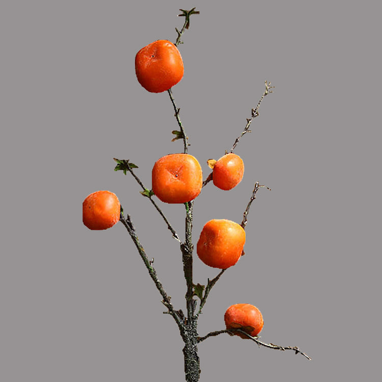 Branche décorative en soie avec kakis rouges, 108 cm, style rétro et champêtre, pour décoration intérieure, mariage ou boutique