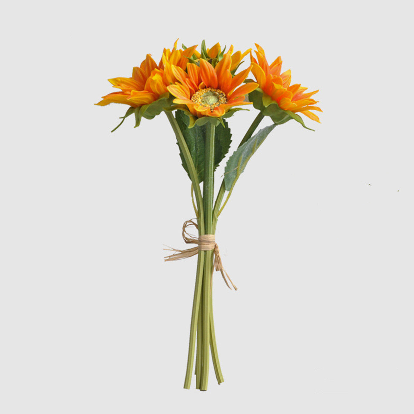 Bouquet de Tournesols Artificiels Toucher Réel, 5 Tiges 33 cm, Fleurs Jaunes Ultra-Réalistes pour Vase, Décoration Maison, Mariage Champêtre