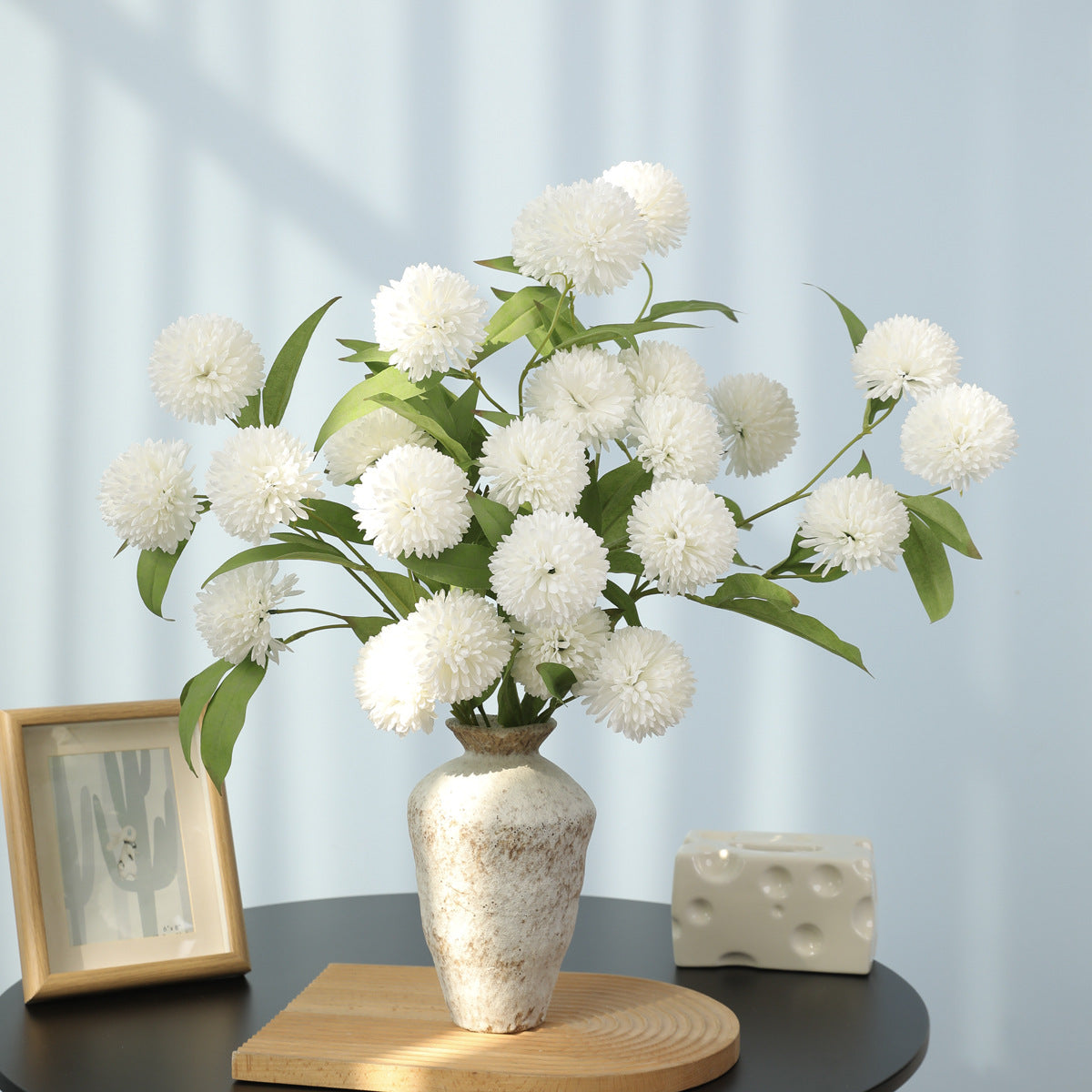 Lot de 6 Chrysanthèmes Artificiels Blancs, Grandes Tiges 65cm, Fleurs d'Aspect Réaliste pour Vase, Bouquet d'Automne, Décoration Maison