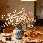 Fleur de Dentelle Artificielle au Toucher Réel, Grande Tige 66 cm, Tons d'Automne, Idéale pour Vase, Déco Maison, Bouquet Bohème