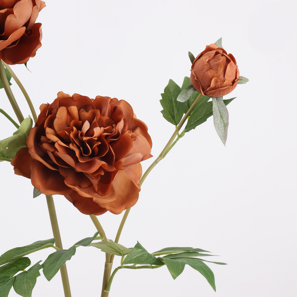 Tige de Pivoine Artificielle 74 cm, Grande Fleur au Toucher Réel, Tons d'Automne pour Vase, Décoration de Mariage, Composition Florale