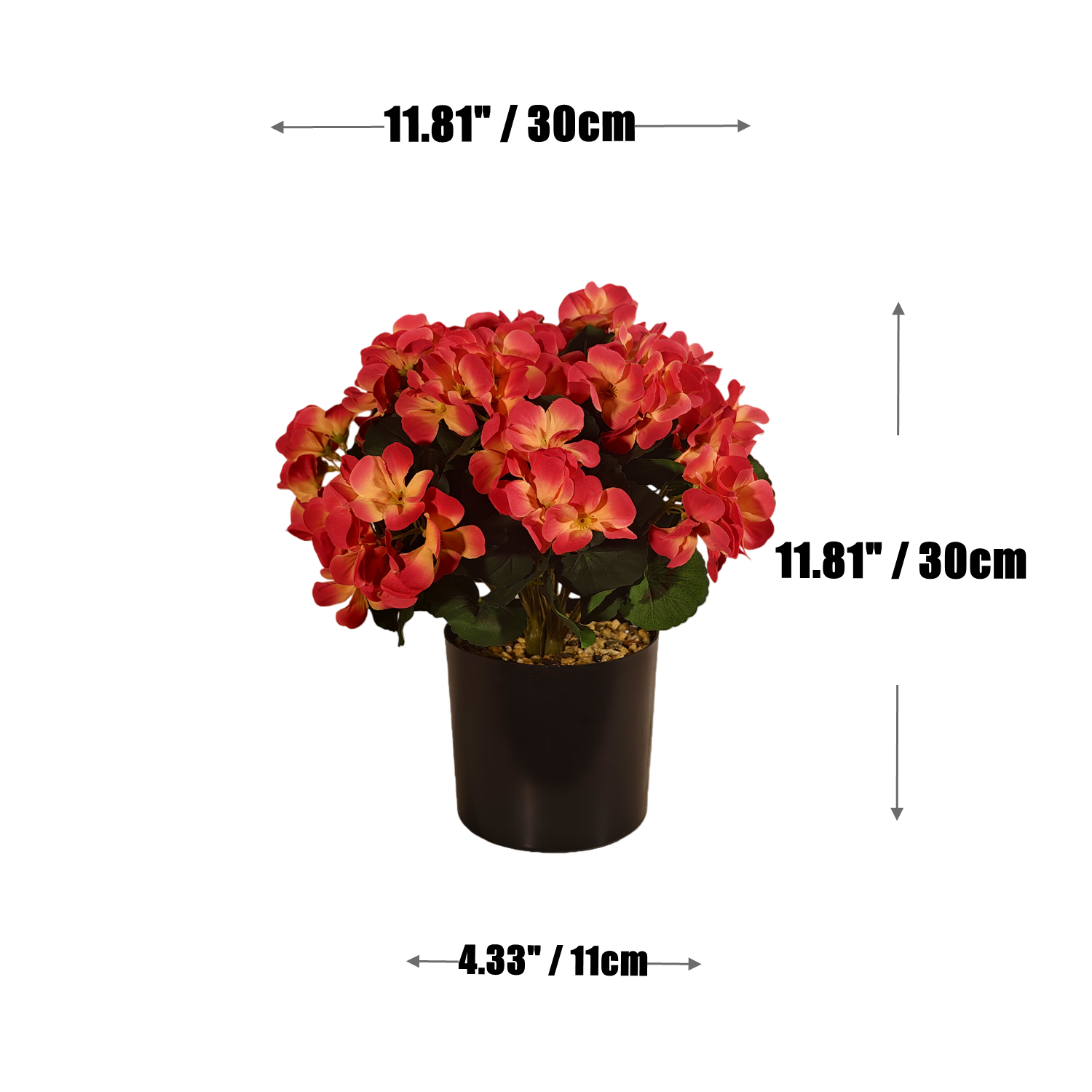 Plante Potted de Géranium Faux 30 cm- Couleurs d'Automne, Réaliste, Décoration Maison, Bureau, Mariage, Côté Cottage