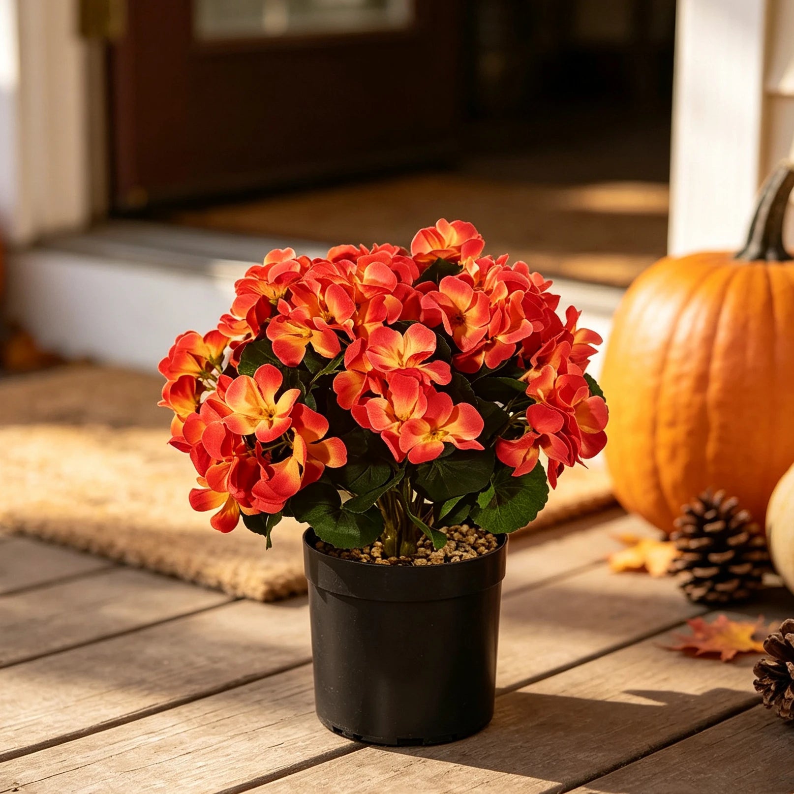 Plante Potted de Géranium Faux 30 cm- Couleurs d'Automne, Réaliste, Décoration Maison, Bureau, Mariage, Côté Cottage