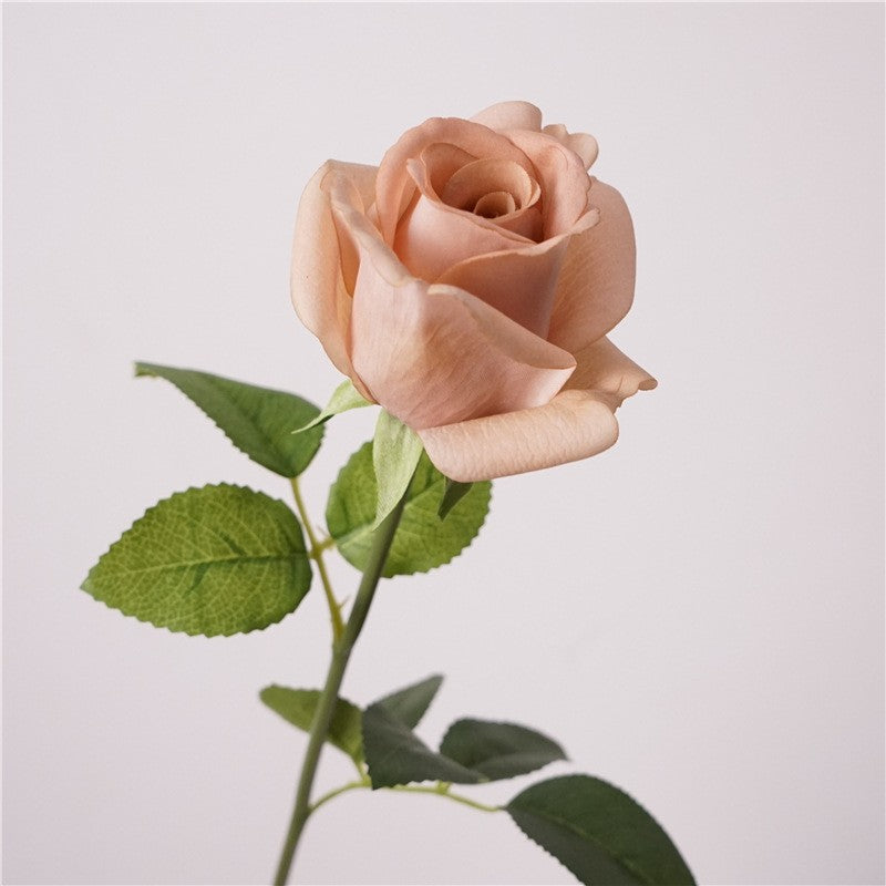 Tige de Rose Artificielle 47cm, Toucher Réel, Tons Café & Latte Vintage, Idéale pour Bouquet, Décoration Maison, Mariage, Style Champêtre Chic