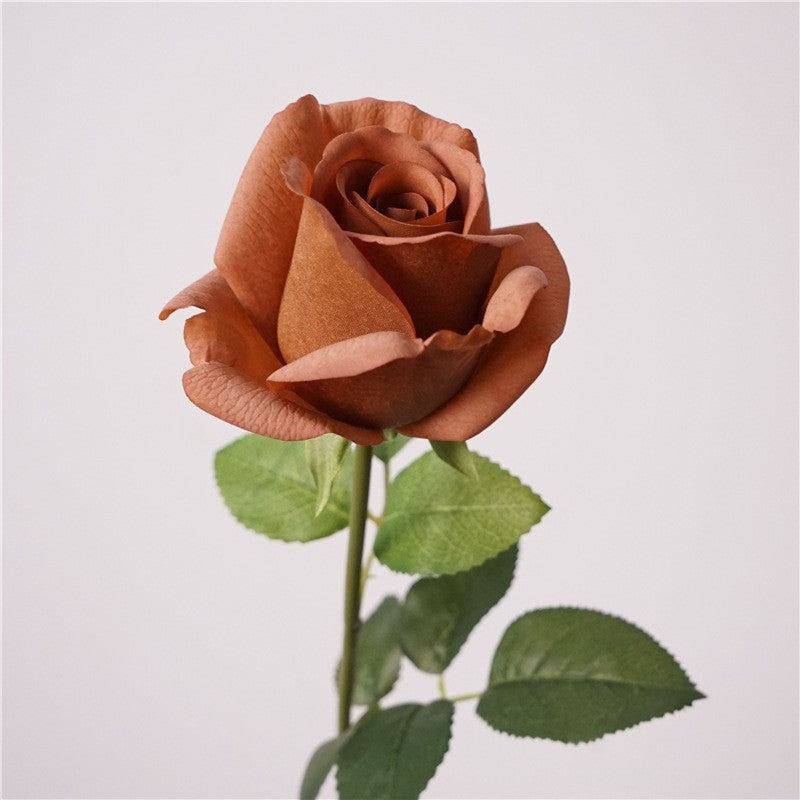 Tige de Rose Artificielle 47cm, Toucher Réel, Tons Café & Latte Vintage, Idéale pour Bouquet, Décoration Maison, Mariage, Style Champêtre Chic