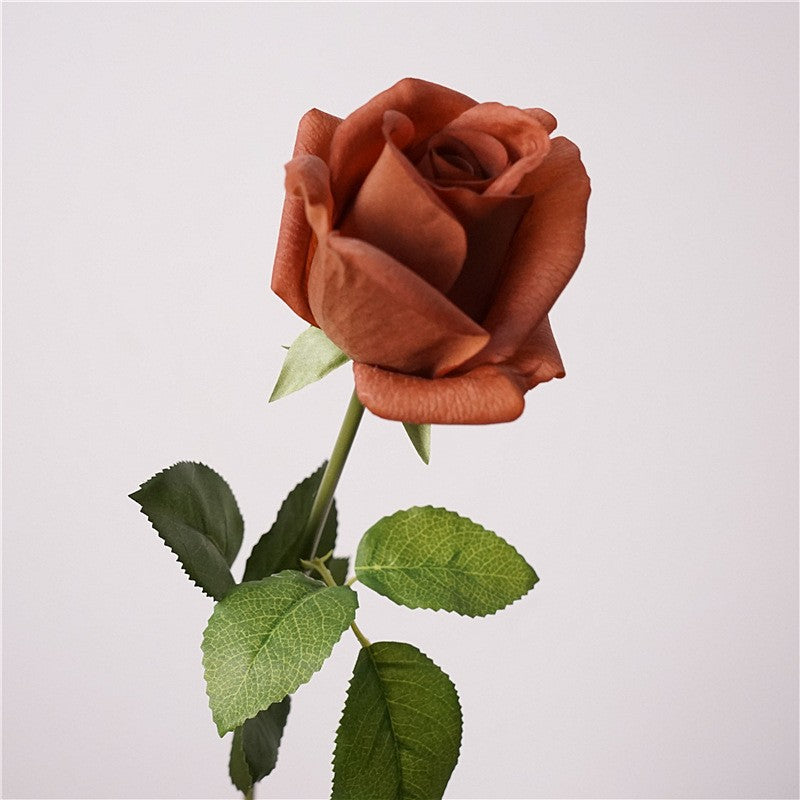 Tige de Rose Artificielle 47cm, Toucher Réel, Tons Café & Latte Vintage, Idéale pour Bouquet, Décoration Maison, Mariage, Style Champêtre Chic