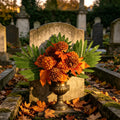 Bouquet de chrysanthèmes artificiels 45 cm, décoration funéraire élégante, automne, sans entretien, idéal pour tombes, anniversaires, événements