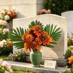 Bouquet de chrysanthèmes artificiels 45 cm, décoration funéraire élégante, automne, sans entretien, idéal pour tombes, anniversaires, événements