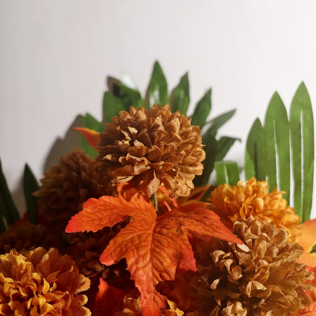Bouquet de chrysanthèmes artificiels 45 cm, décoration funéraire élégante, automne, sans entretien, idéal pour tombes, anniversaires, événements