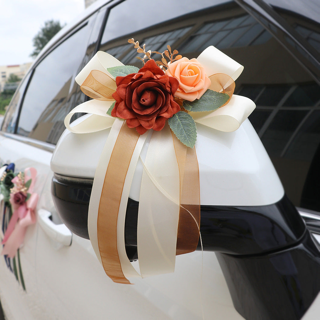 Décoration de Mariage en Rose Artificielle, 6 pièces, 14" en Soie, Élégante et Réaliste, Idéale pour Voiture, Mariage, Fête, Décor d'Intérieur