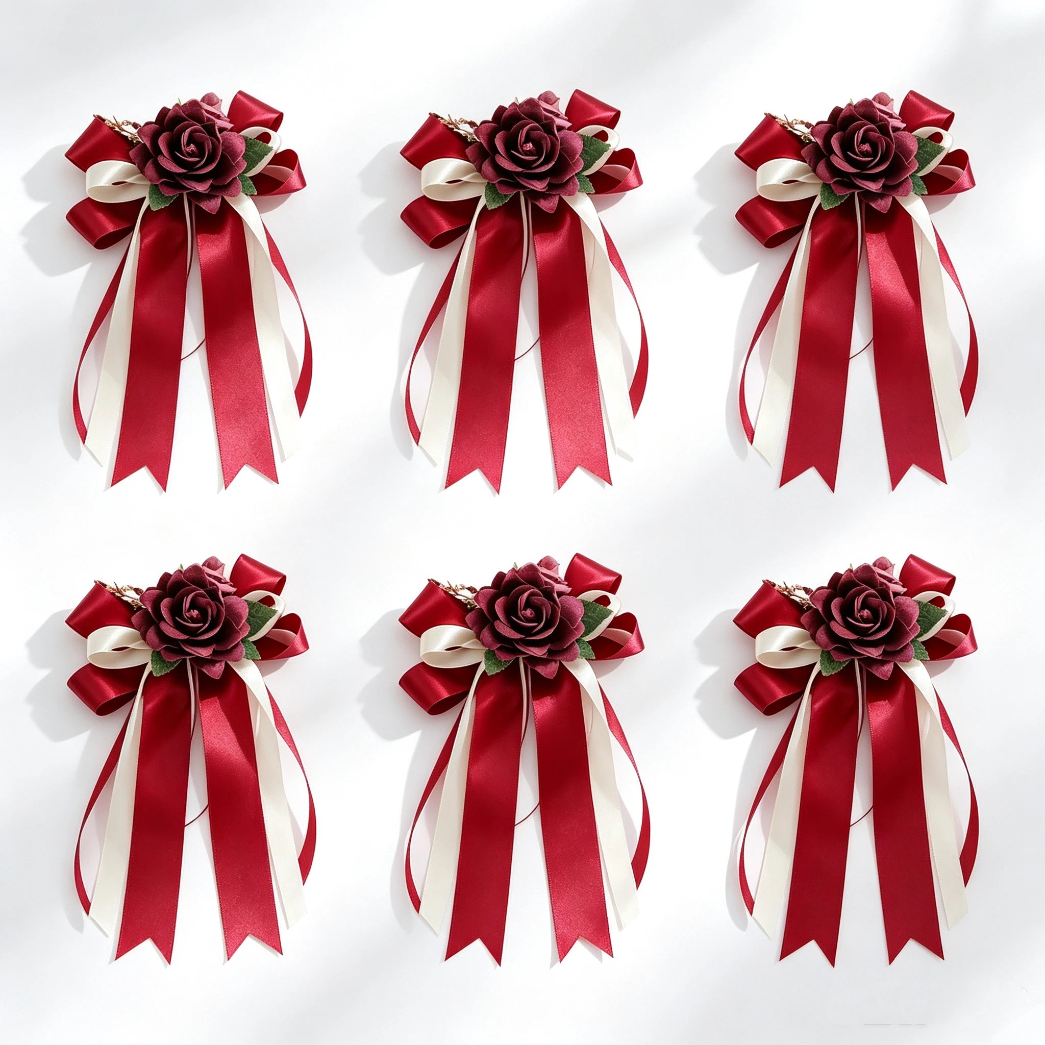 Décoration de Mariage en Rose Artificielle, 6 pièces, 14" en Soie, Élégante et Réaliste, Idéale pour Voiture, Mariage, Fête, Décor d'Intérieur