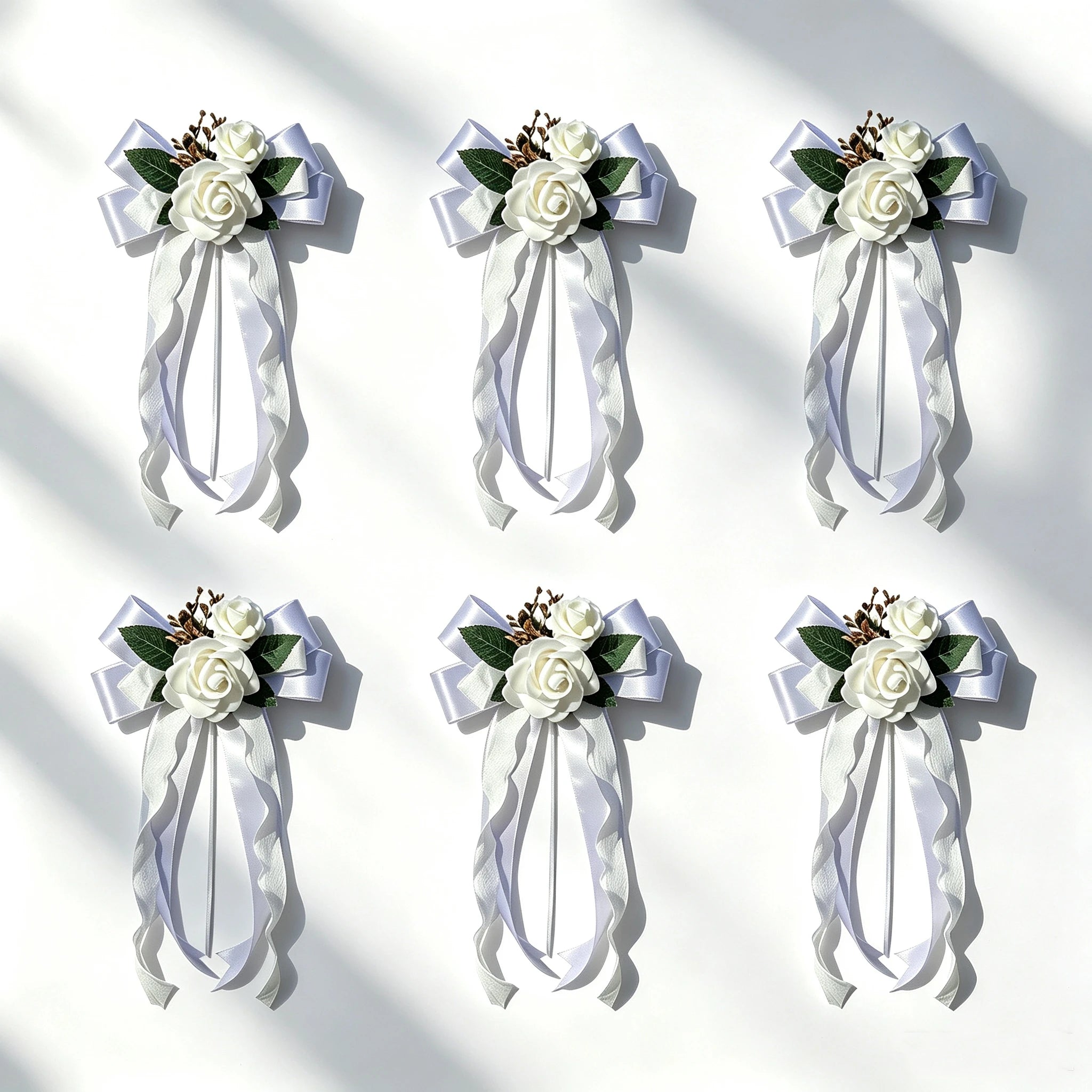 Décoration de Mariage en Rose Artificielle, 6 pièces, 14" en Soie, Élégante et Réaliste, Idéale pour Voiture, Mariage, Fête, Décor d'Intérieur