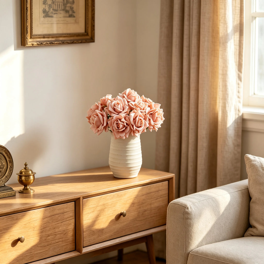 Rose Artificielle sur Tige 36 cm, Toucher Réel et Aspect Naturel, Fleur Unique pour Vase, Décoration Maison, Mariage Champêtre, Style Français