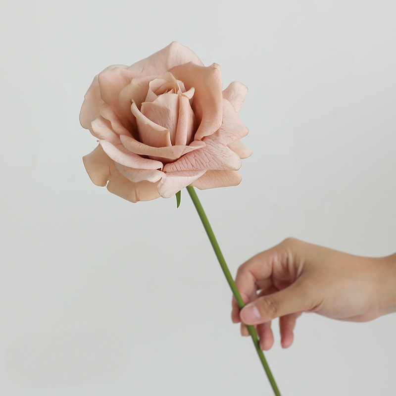 Rose Artificielle sur Tige 36 cm, Toucher Réel et Aspect Naturel, Fleur Unique pour Vase, Décoration Maison, Mariage Champêtre, Style Français
