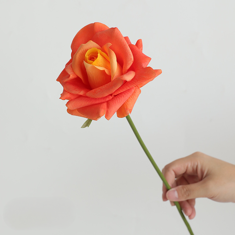 Rose Artificielle sur Tige 36 cm, Toucher Réel et Aspect Naturel, Fleur Unique pour Vase, Décoration Maison, Mariage Champêtre, Style Français
