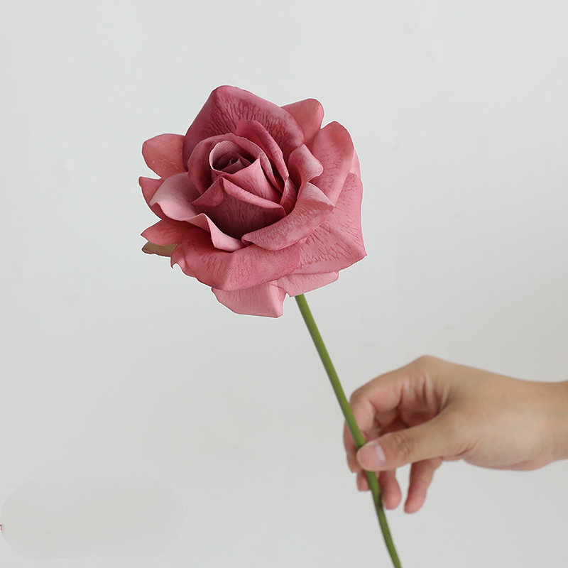 Rose Artificielle sur Tige 36 cm, Toucher Réel et Aspect Naturel, Fleur Unique pour Vase, Décoration Maison, Mariage Champêtre, Style Français