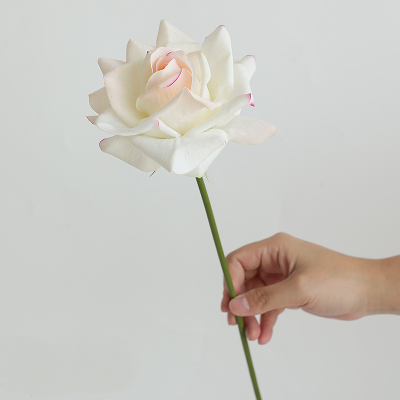 Rose Artificielle sur Tige 36 cm, Toucher Réel et Aspect Naturel, Fleur Unique pour Vase, Décoration Maison, Mariage Champêtre, Style Français
