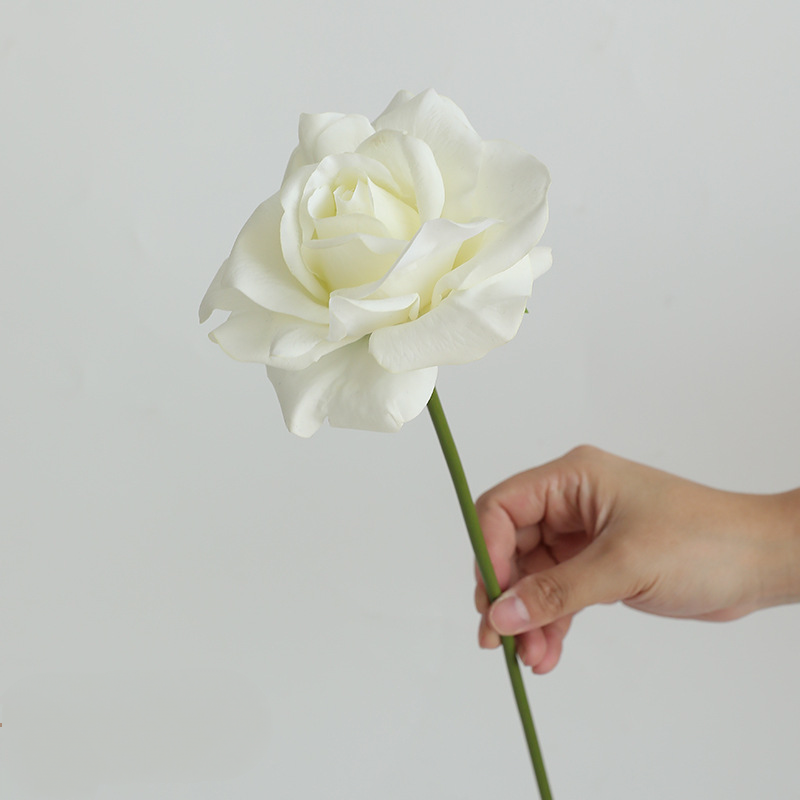 Rose Artificielle sur Tige 36 cm, Toucher Réel et Aspect Naturel, Fleur Unique pour Vase, Décoration Maison, Mariage Champêtre, Style Français
