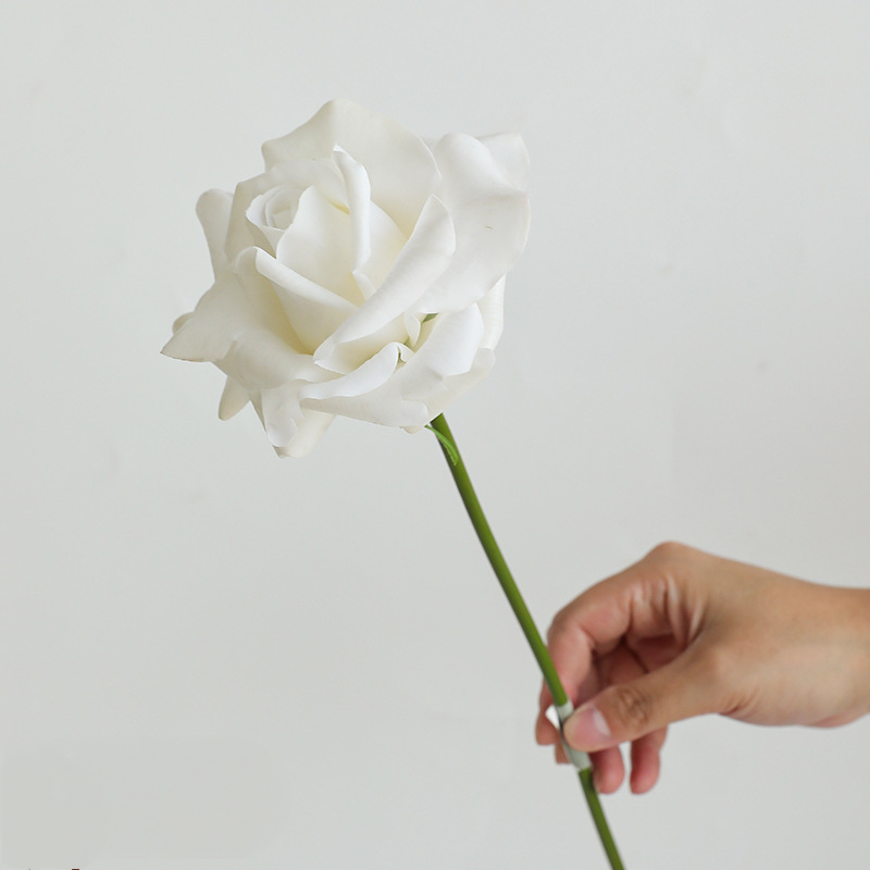 Rose Artificielle sur Tige 36 cm, Toucher Réel et Aspect Naturel, Fleur Unique pour Vase, Décoration Maison, Mariage Champêtre, Style Français