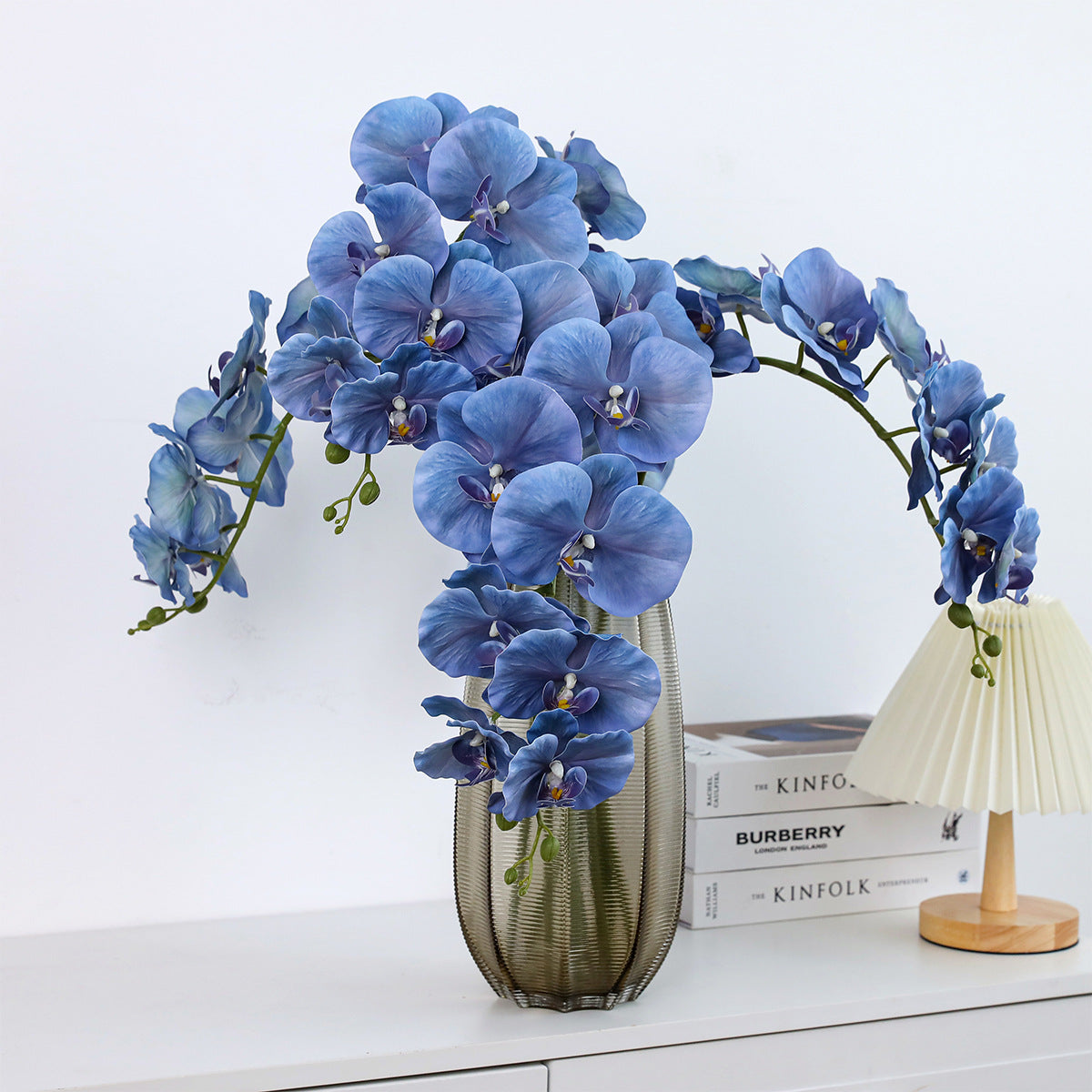 Lot de 2 Orchidées Phalaenopsis Artificielles 102cm, Grandes Tiges Florales au Toucher Réel, Décoration Vintage pour Vase, Intérieur, Mariage