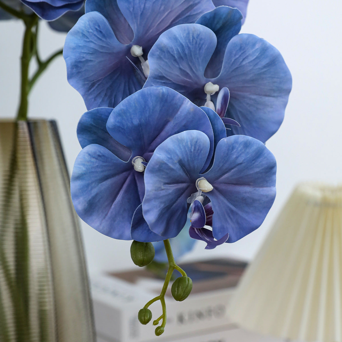 Lot de 2 Orchidées Phalaenopsis Artificielles 102cm, Grandes Tiges Florales au Toucher Réel, Décoration Vintage pour Vase, Intérieur, Mariage