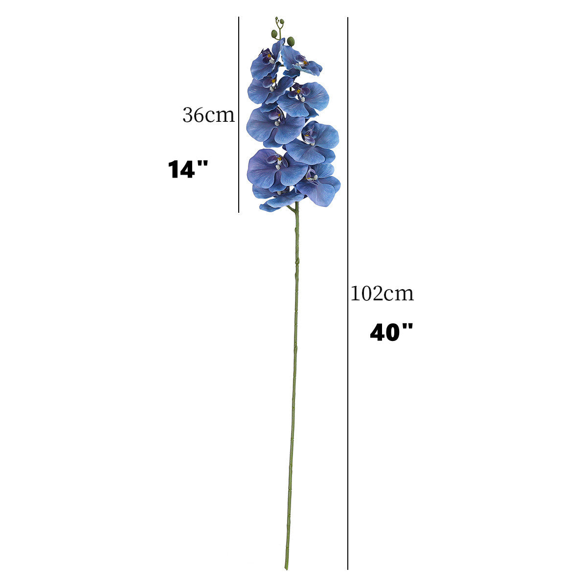 Lot de 2 Orchidées Phalaenopsis Artificielles 102cm, Grandes Tiges Florales au Toucher Réel, Décoration Vintage pour Vase, Intérieur, Mariage
