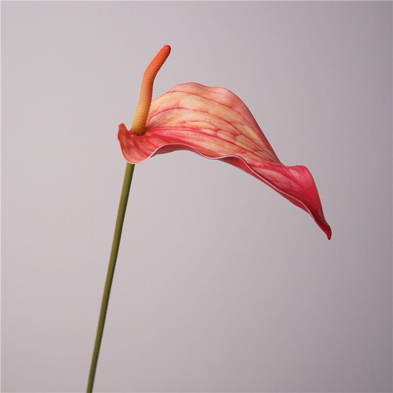 Anthurium Artificiel au Toucher Naturel, 72 cm, Grande Fleur Rouge Morandi, Tige Longue pour Vase, Décoration Maison, Mariage Champêtre, Événementiel