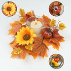 Couronne d'Automne Artificielle 35cm, Bougeoir Centre de Table, Baies & Citrouilles, Décoration Champêtre Rustique pour Fête, Mariage, Maison