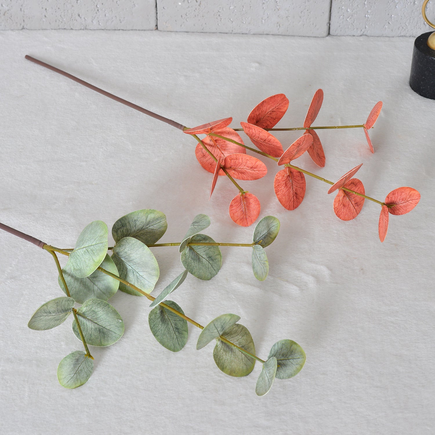 Lot de 2 Branches d'Eucalyptus Artificiel 50cm, Feuillage Touche Réelle, Vert Poudré pour Bouquet, Décoration Mariage, Ambiance Rétro et Champêtre
