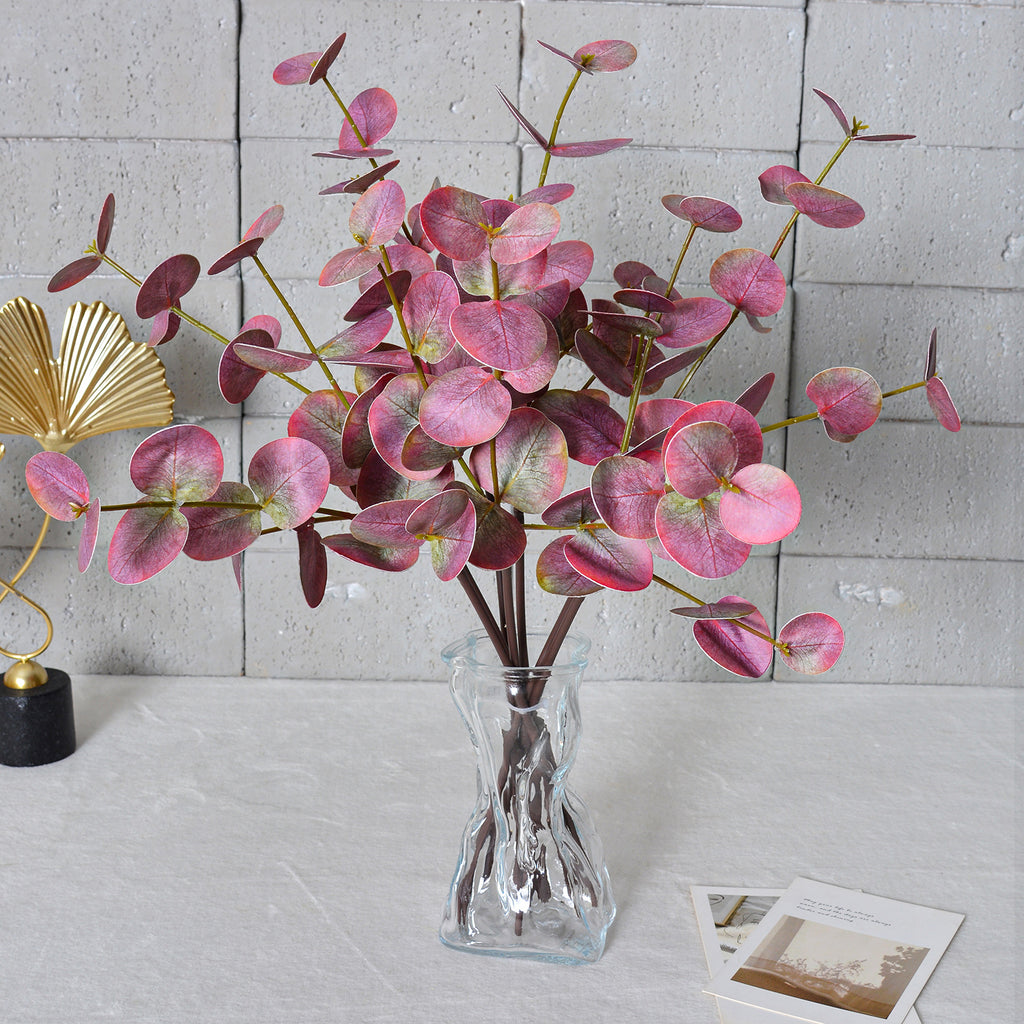 Lot de 2 Branches d'Eucalyptus Artificiel 50cm, Feuillage Touche Réelle, Vert Poudré pour Bouquet, Décoration Mariage, Ambiance Rétro et Champêtre