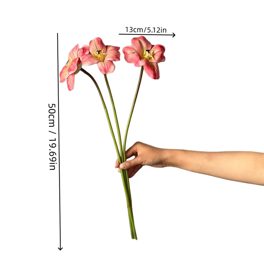 Grandes Tulipes Artificielles 50 cm, Lot de 3, Fleur Éclose Toucher Réel, Élégance Française, Décoration Maison, Mariage Champêtre, Bouquet