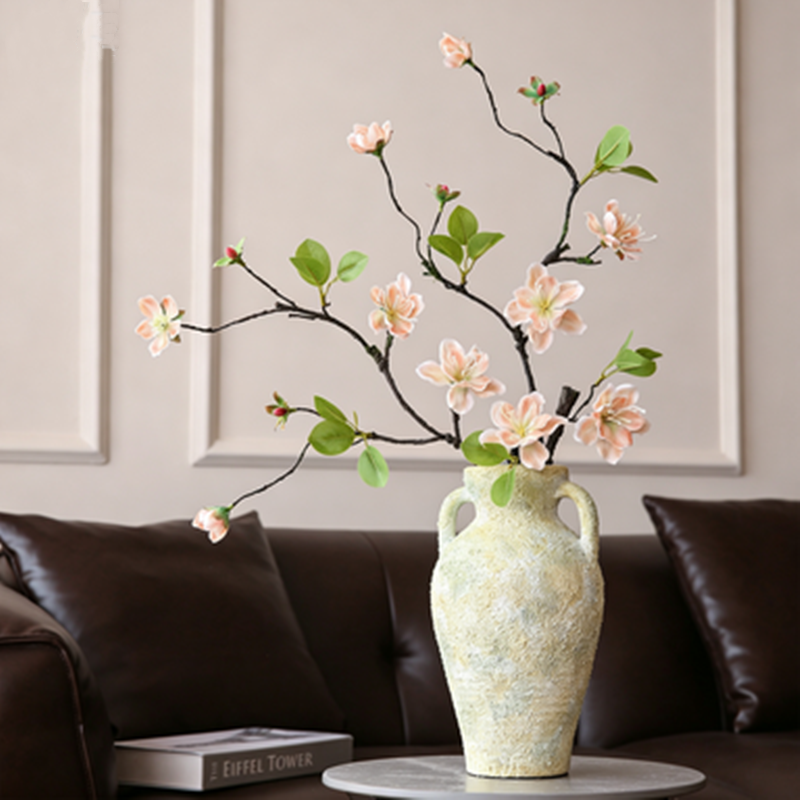 Branche Orchidée Dorée Artificielle 65 cm, Tige Effet Bois Séché, Décoration Florale Wabi-Sabi, Ambiance Poétique pour Vase, Maison, Mariage
