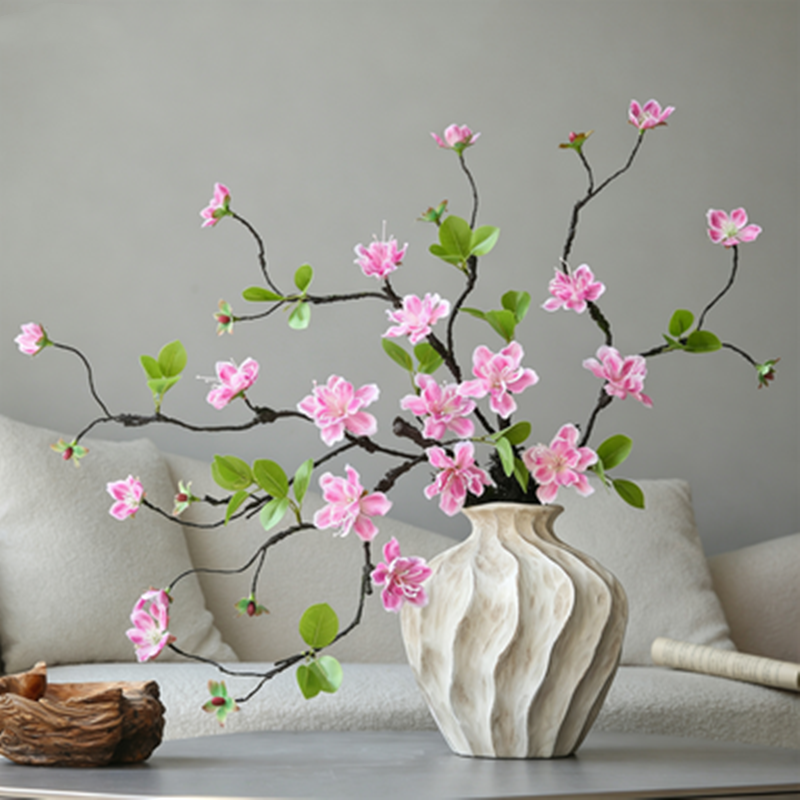Branche Orchidée Dorée Artificielle 65 cm, Tige Effet Bois Séché, Décoration Florale Wabi-Sabi, Ambiance Poétique pour Vase, Maison, Mariage