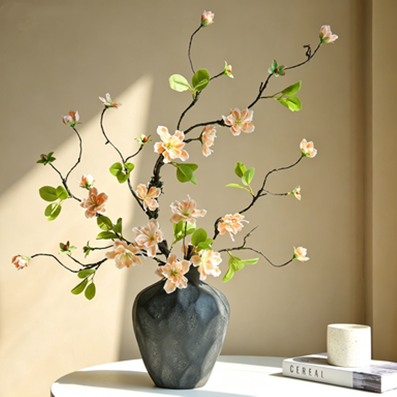 Branche Orchidée Dorée Artificielle 65 cm, Tige Effet Bois Séché, Décoration Florale Wabi-Sabi, Ambiance Poétique pour Vase, Maison, Mariage