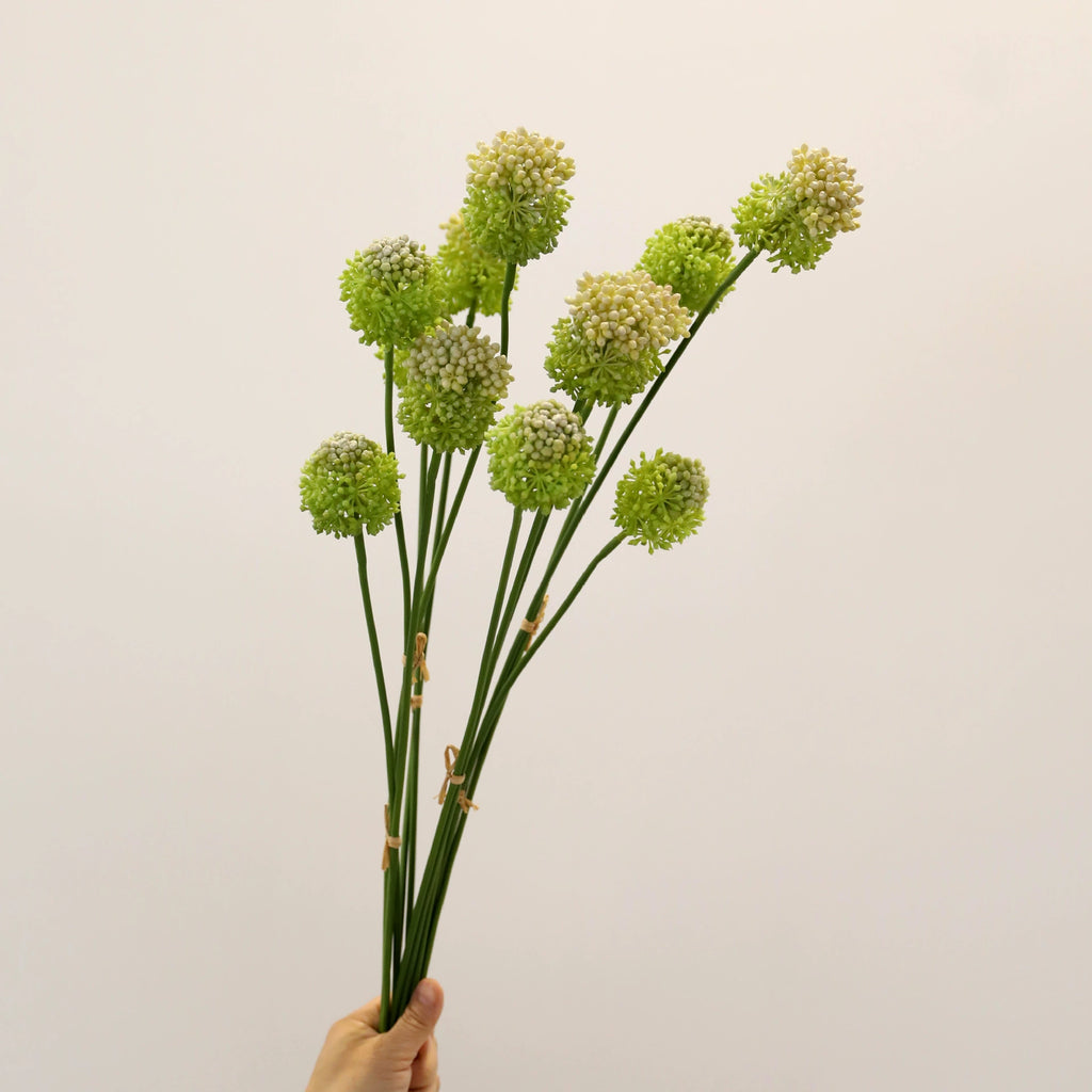 Lot de 2 Tiges d'Allium Artificiel 70 cm, Fleur d'Ail d'Ornement au Réalisme Saisissant, Décoration Champêtre Chic pour Vase, Maison, Mariage