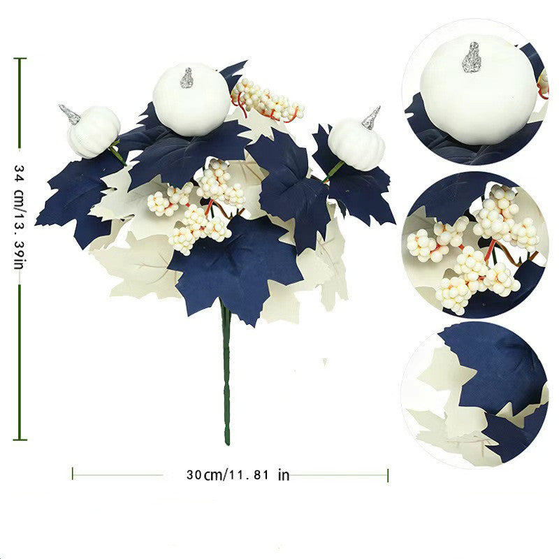 Lot de 2 Bouquets d'Automne Artificiels, Citrouilles Noires 34cm, Décoration Vintage pour Halloween, Mariage, Toussaint, Ambiance Champêtre