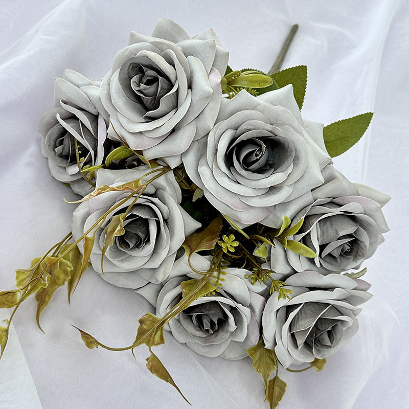 Rose Artificielle Vintage, Bouquet de 7 Fleurs 55 cm, Aspect Naturel, pour Vase, Déco Maison, Mariage Champêtre, Style Sud de la France