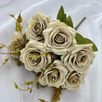 Rose Artificielle Vintage, Bouquet de 7 Fleurs 55 cm, Aspect Naturel, pour Vase, Déco Maison, Mariage Champêtre, Style Sud de la France