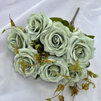Rose Artificielle Vintage, Bouquet de 7 Fleurs 55 cm, Aspect Naturel, pour Vase, Déco Maison, Mariage Champêtre, Style Sud de la France