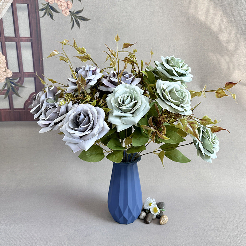 Rose Artificielle Vintage, Bouquet de 7 Fleurs 55 cm, Aspect Naturel, pour Vase, Déco Maison, Mariage Champêtre, Style Sud de la France