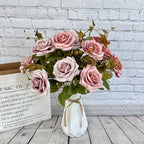 Rose Artificielle Vintage, Bouquet de 7 Fleurs 55 cm, Aspect Naturel, pour Vase, Déco Maison, Mariage Champêtre, Style Sud de la France